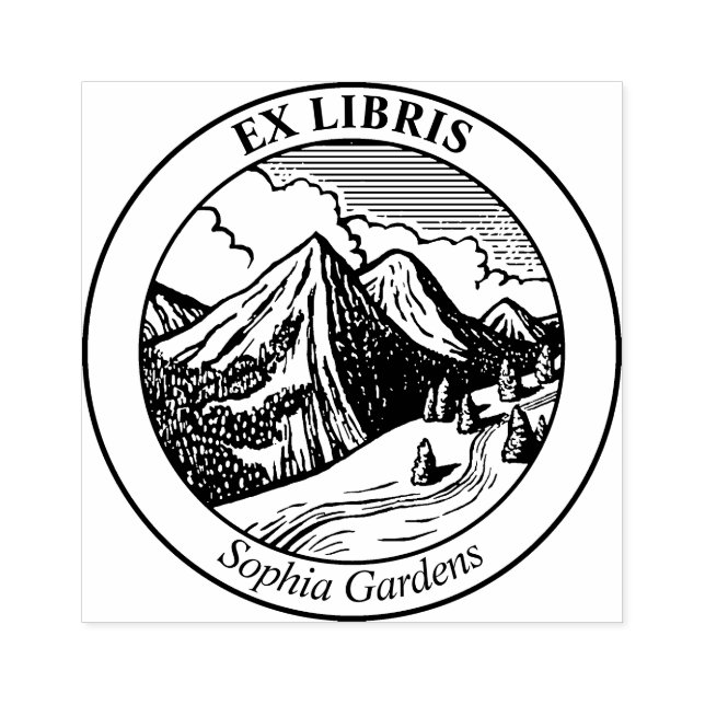Ex Libris - Alpenlandschaft Gummistempel (Prägung)