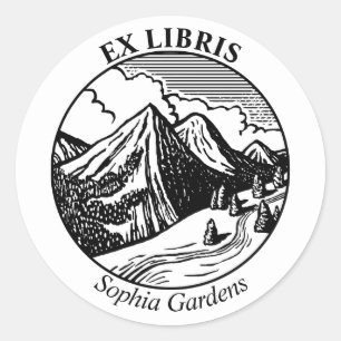 Ex Libris - Alpenlandschaft Runder Aufkleber