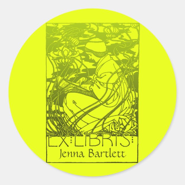 Ex Libris Art Nouveau Sticker (Vorderseite)