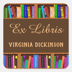 Ex Libris Bibliothek Leser buchen Buchzeichen Quadratischer Aufkleber