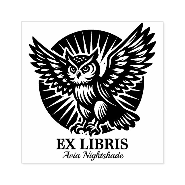 Ex Libris - biblische Eule Gummistempel (Prägung)