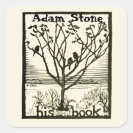 Ex Libris Birds in Tree Quadratischer Aufkleber
