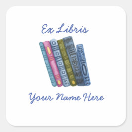 Ex Libris Blue Buchzeichen Quadratischer Aufkleber
