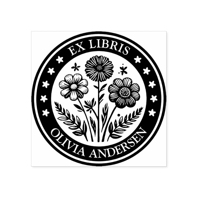 Ex Libris - Blumenarrangements Gummistempel (Prägung)