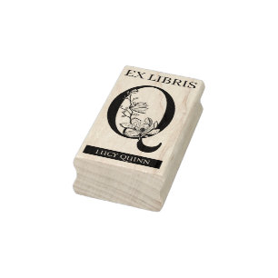 EX libris Book Library Buchzeichen monogram Q Gummistempel