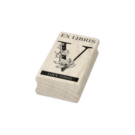 EX libris Book Library Buchzeichen monogram V Gummistempel