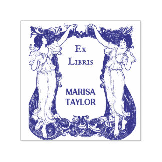 Ex Libris Bookplate Art Nouveau Book Lover Design Permastempel
