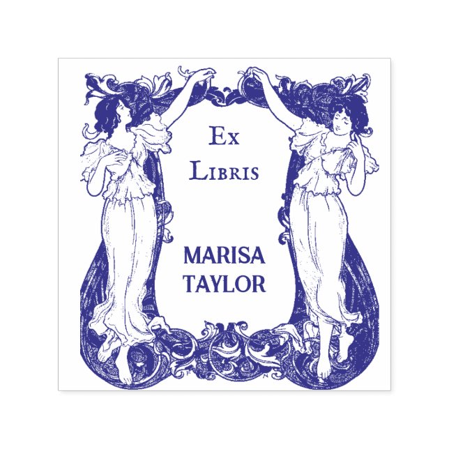 Ex Libris Bookplate Art Nouveau Book Lover Design Permastempel (Design)