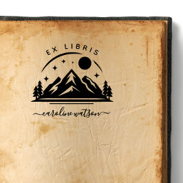 Ex libris Buch Briefmarke mit Berg Gummistempel
