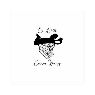 Ex Libris Buchgirl Wood Art Briefmarke Gummistempel