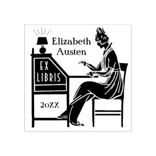 Ex Libris Buchzeichen Deko Lady Schreibtisch Custo Gummistempel