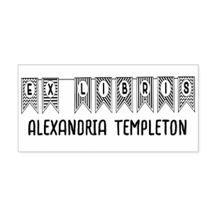 Ex Libris Bunting Pennant Flag Library Name Permastempel