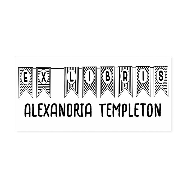 Ex Libris Bunting Pennant Flag Library Name Permastempel (Design)