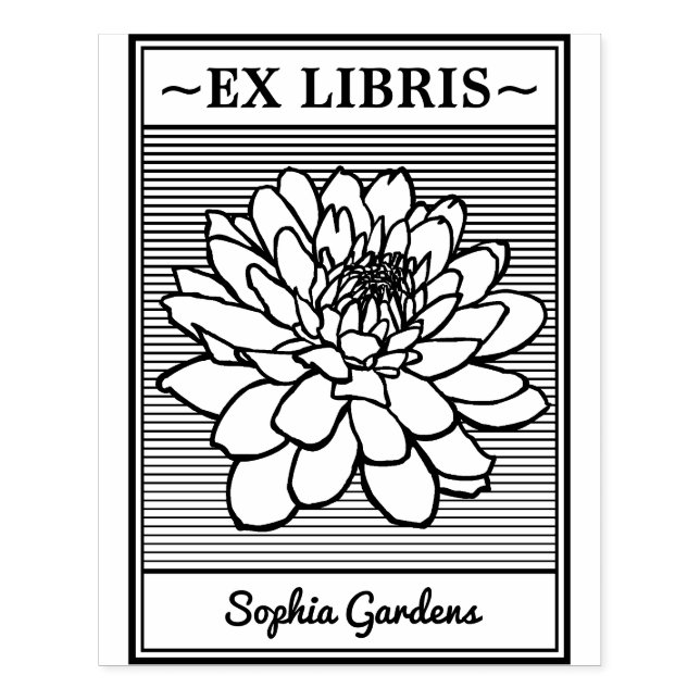 Ex Libris - Chrysanthemum Gummistempel (Prägung)