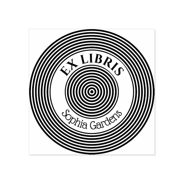 Ex Libris Concentric Circles v1 Gummistempel (Prägung)
