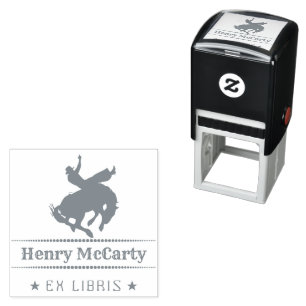 Ex Libris Cowboy Rodeo Hors Self-inking Stamp Permastempel