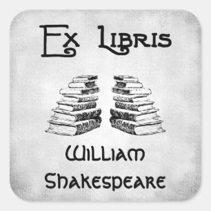 Ex Libris Deko Letters Books Imitats Leinwand Buch Quadratischer Aufkleber