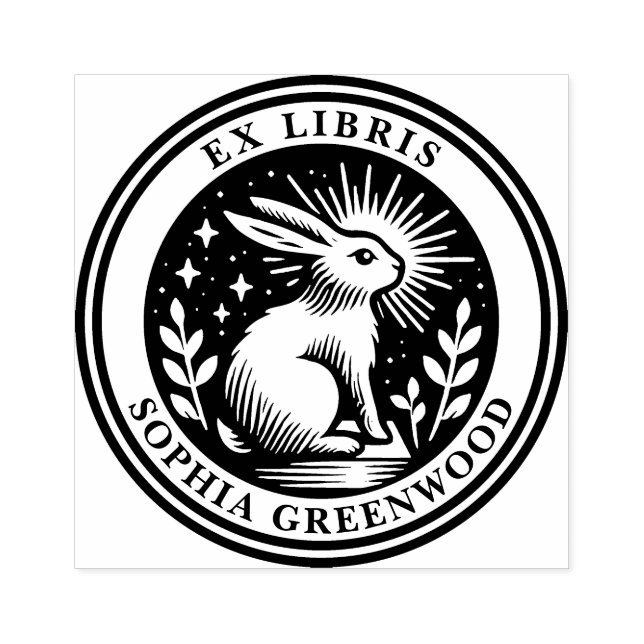 Ex Libris - Erleuchtetes Kaninchen Gummistempel (Prägung)