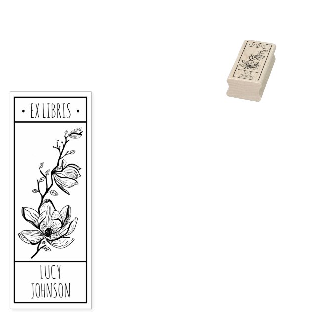 EX libris exlibris Bibliothek Buchzeichen Blume Gummistempel (Stempel)