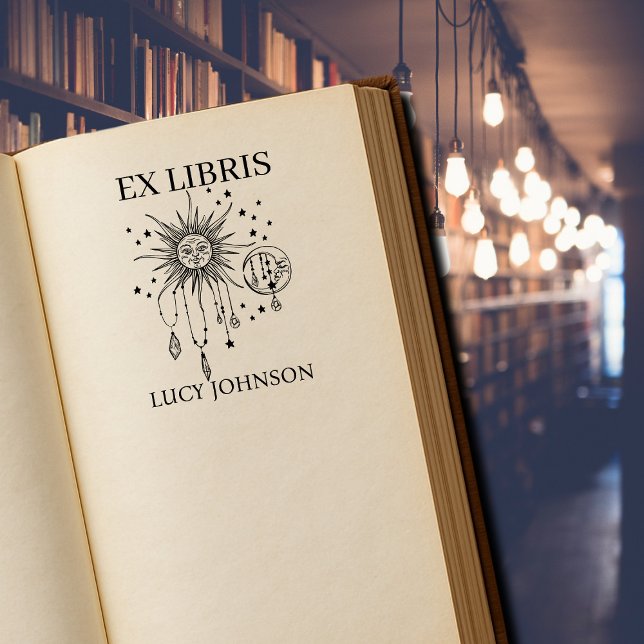 EX libris exlibris Bibliothek Buchzeichen Sonnenmo Gummistempel (Von Creator hochgeladen)
