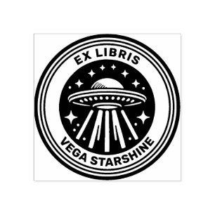 Ex Libris - fliegender Saucer Gummistempel