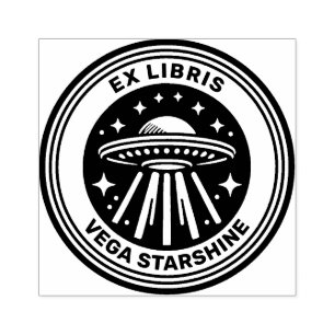 Ex Libris - fliegender Saucer Gummistempel