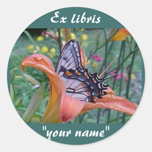 Ex libris Frack Butterfly Stickers Anpassen (Vorderseite)