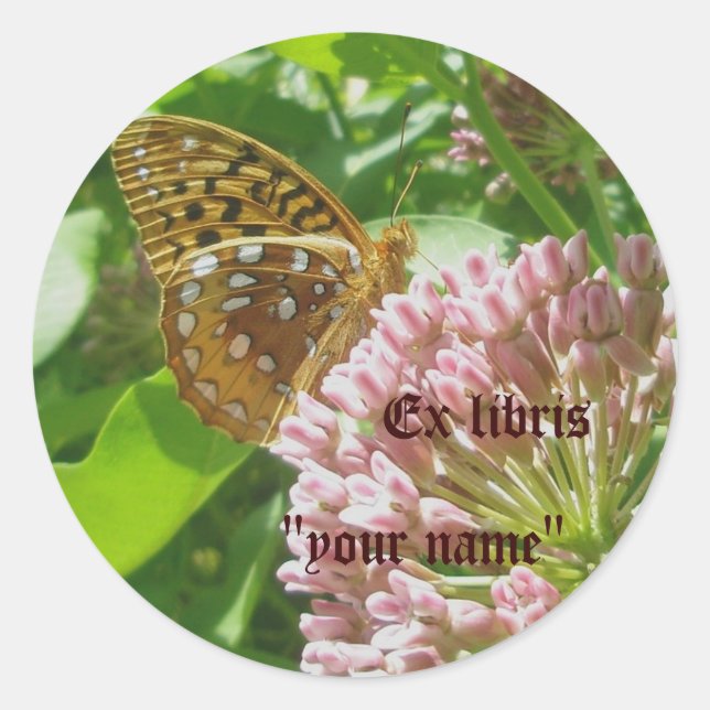 Ex Libris Fritillary Stickers zum Anpassen (Vorderseite)