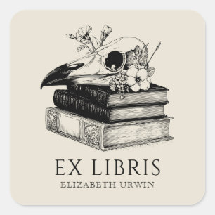Ex Libris Gothic individuelles Buchschild-Aufklebe Quadratischer Aufkleber