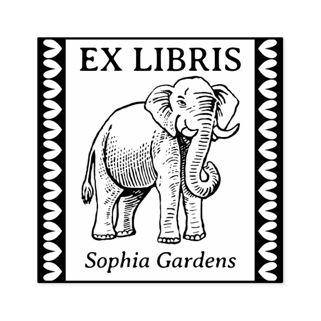 Ex Libris - Indischer Elefant - grenzt an Gummistempel (Prägung)