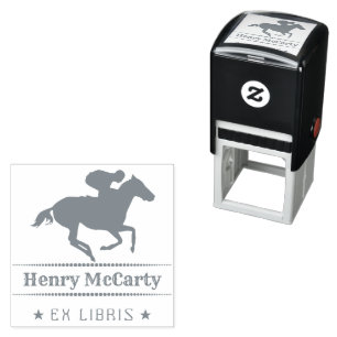Ex Libris   Jockey Horse Permastempel