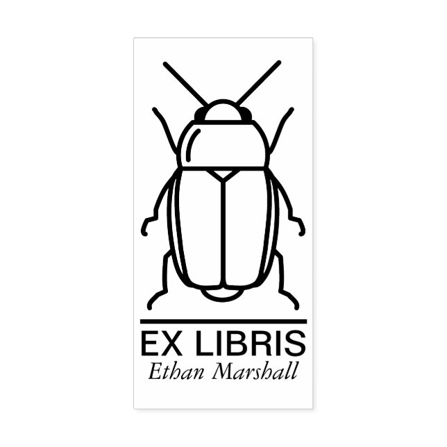 Ex Libris - Käfer/Bug v1 Gummistempel (Prägung)