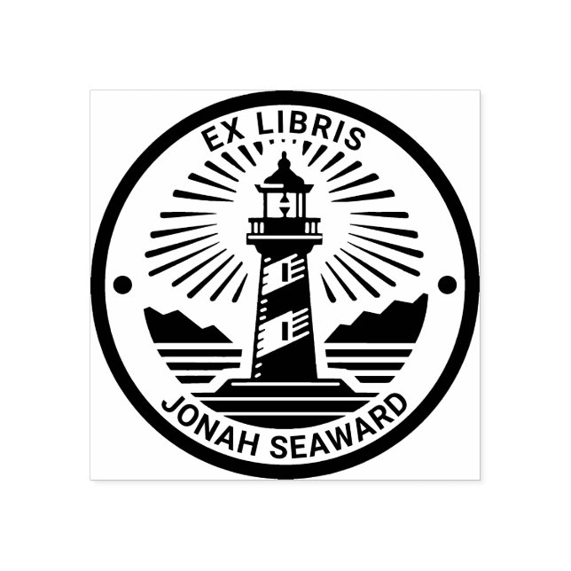 Ex Libris - Leuchtturm 02 Gummistempel (Prägung)