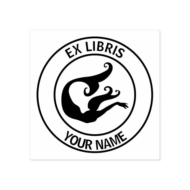 Ex libris mermaid Buchzeichen Gummistempel (Prägung)