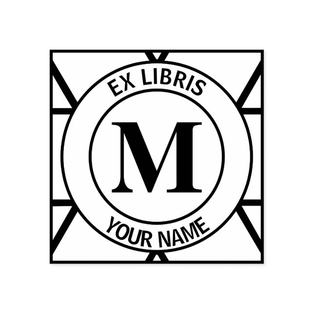 Ex libris Monogramm-Buchzeichen Gummistempel (Prägung)
