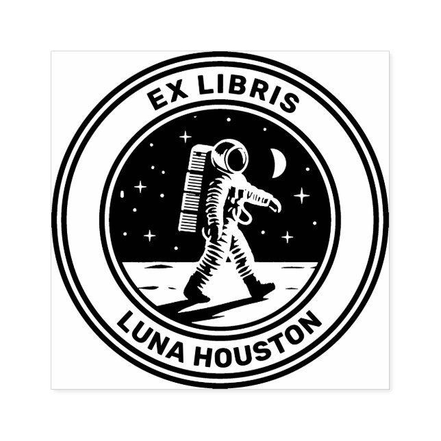 Ex Libris - Moon Walk Gummistempel (Prägung)