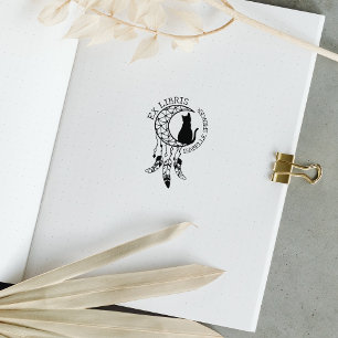 Ex Libris Mystic Cat, Moon Dream Catcher Book Gummistempel