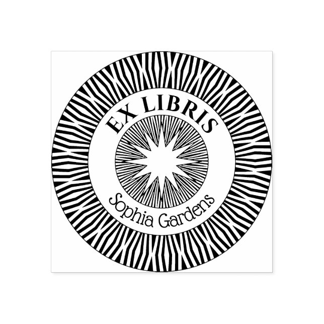 Ex Libris Mystical Star Burst Gummistempel (Prägung)