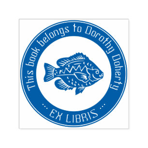 Ex Libris   Niedlicher Fisch Permastempel