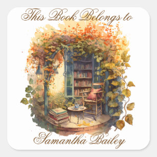 Ex Libris Personalisiertes Buchzeichen Quadratischer Aufkleber