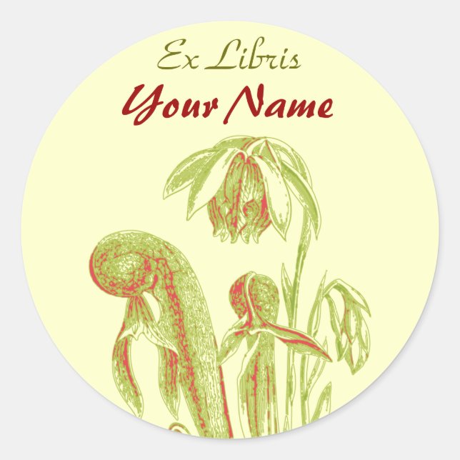 Ex Libris Pflanze-Aufkleber Runder Aufkleber (Vorderseite)