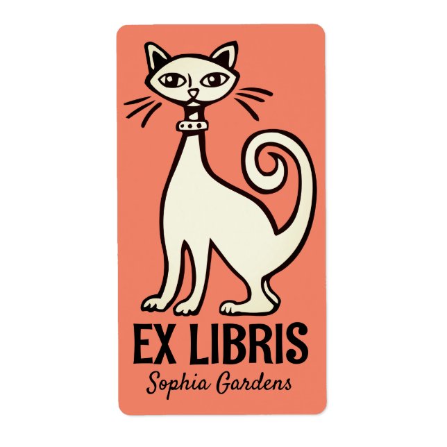 Ex Libris - Retro Cat - Lachs (Vorne)