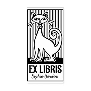 Ex Libris - Retro Cat v2 Gummistempel