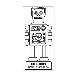 Ex Libris - Robot Librarian v3 Gummistempel