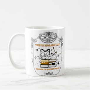 Ex Libris Scholar Cat Dark Academia Kaffeetasse