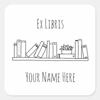 Ex Libris Schwarz-Weiß-Buchzeichen Quadratischer Aufkleber