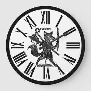 Ex Libris Schwarzweiss-Uhr Große Wanduhr