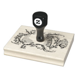 Ex Libris Scroll Vintage Line Art  Gummistempel