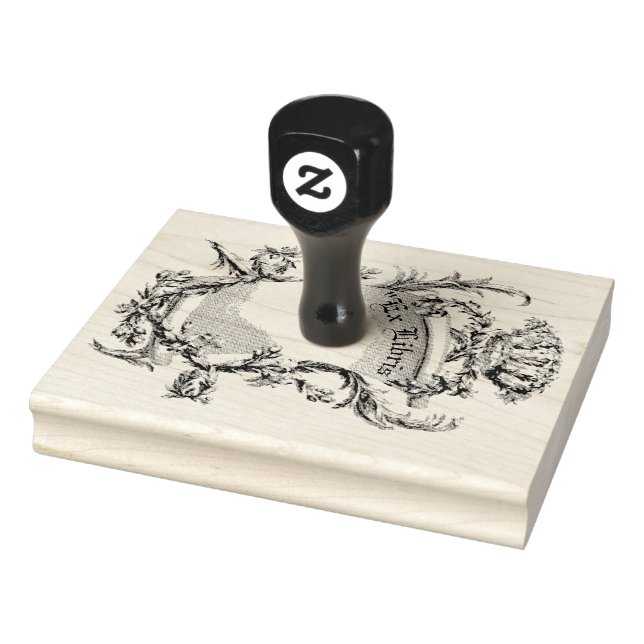 Ex Libris Scroll Vintage Line Art  Gummistempel (Stempel)