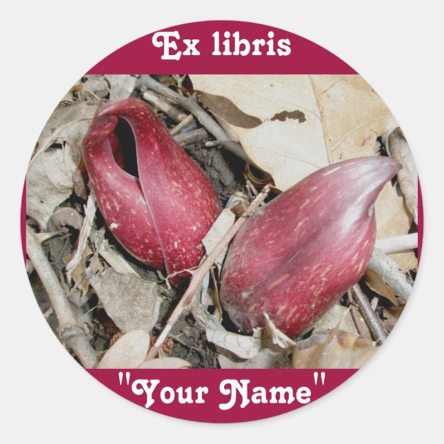 Ex libris Skunk Cabbage Bloom Sticker (Vorderseite)